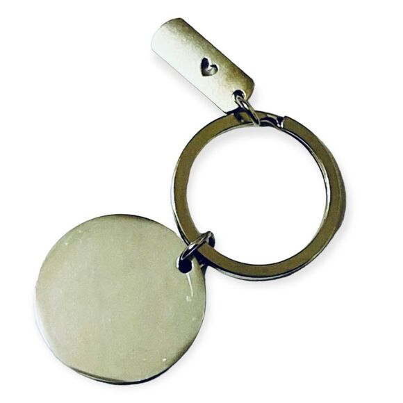 Fathers Day Sterling Silver Dad  Engraved Round Pendant “Love” Charm Keychain - Picture 2 of 3